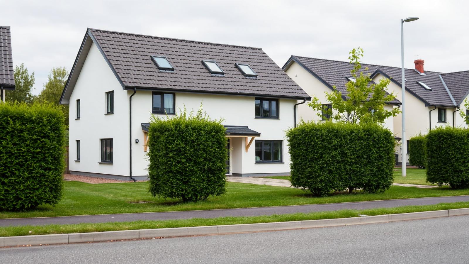 Einfamilienhaus mit Garten in einer Wohnsiedlung