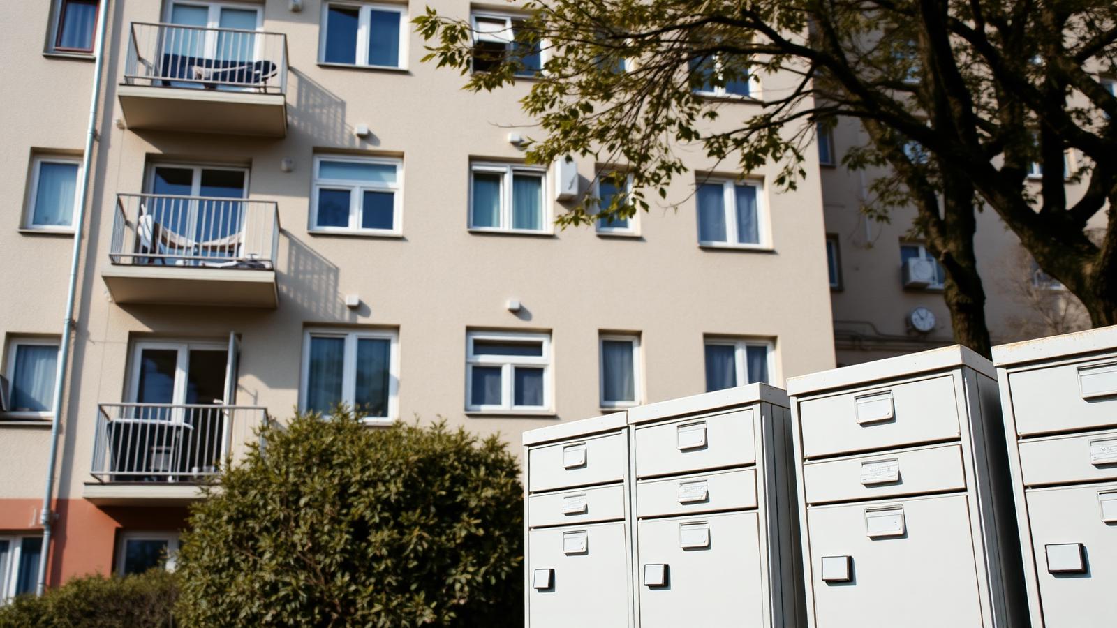 Mehrfamilienhaus in einer deutschen Innenstadt mit Balkonen