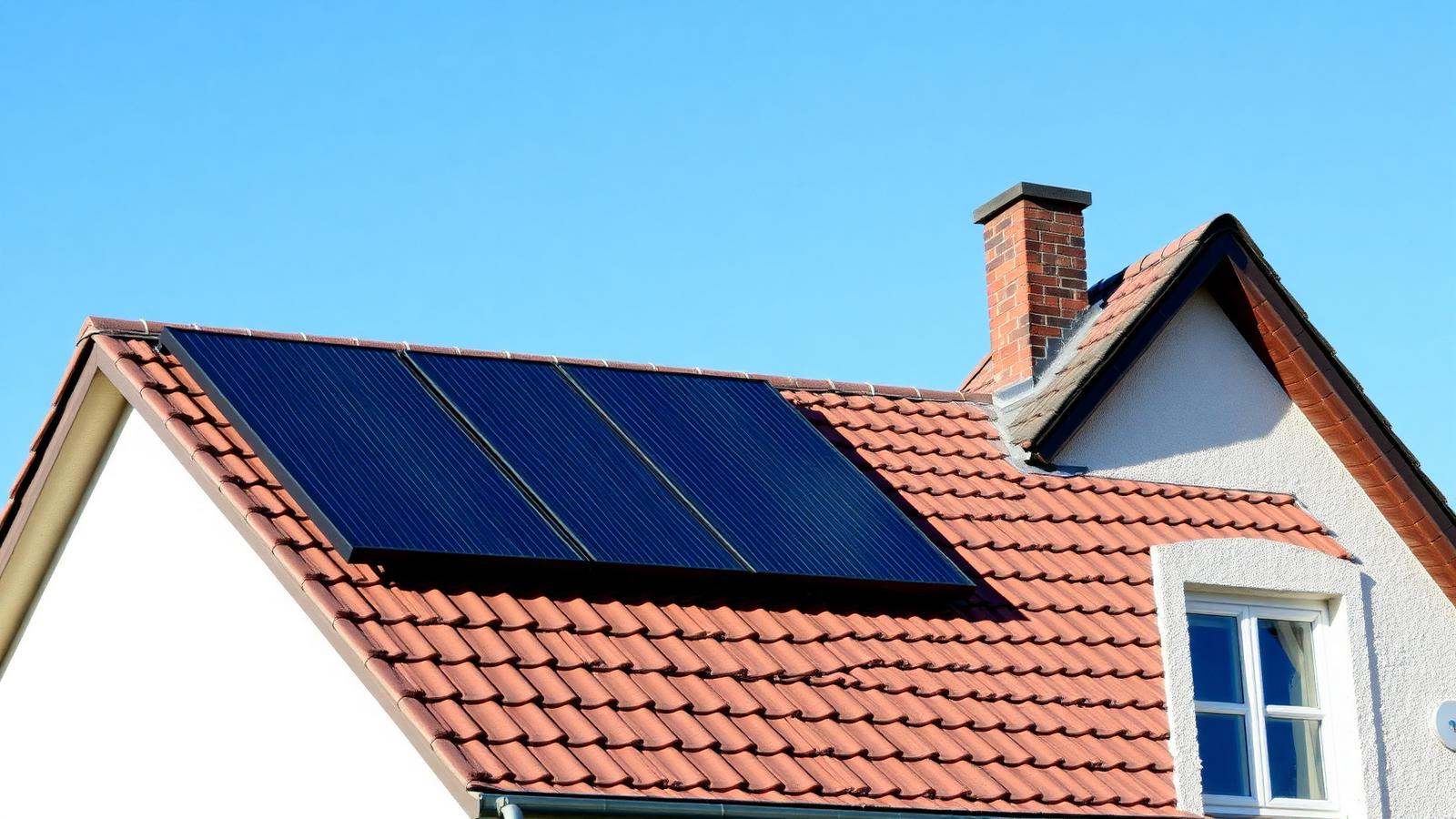 Solarthermiekollektoren auf einem geneigten Hausdach