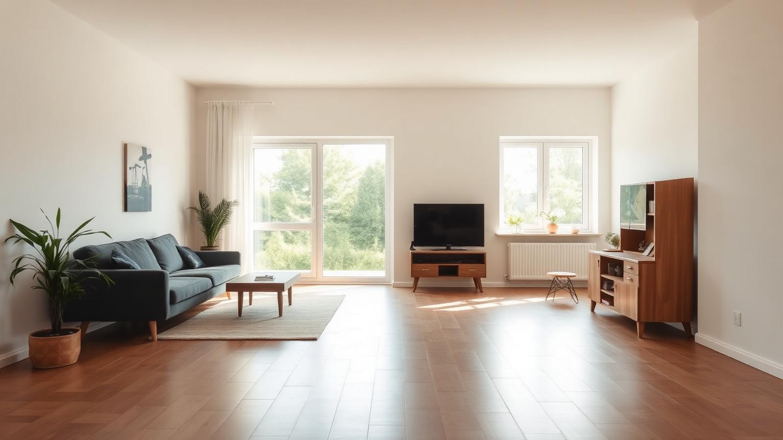 Wohnzimmer einer modern eingerichteten Mietwohnung